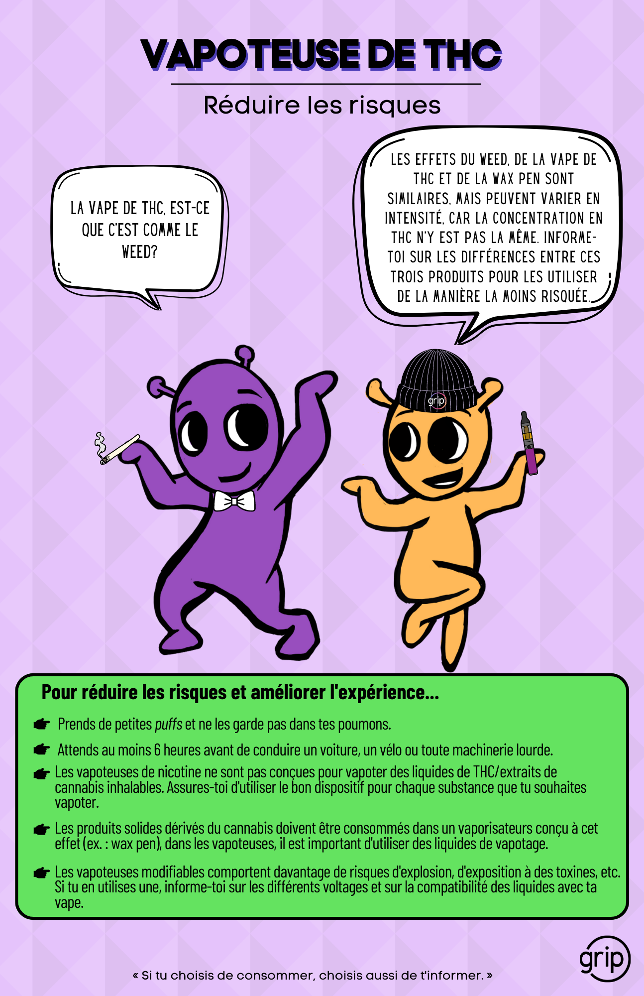 Affiches ''vapoteuse de THC: composantes et réduction des risques'' (duo)